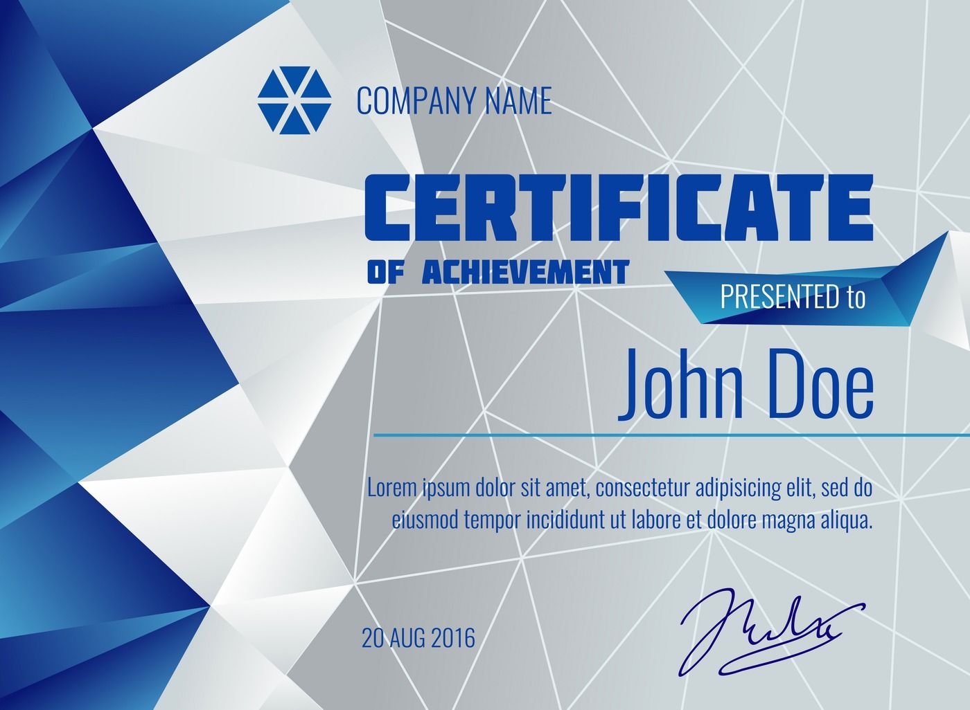 1400x1026 Qualification Certificate Vector Modern Template With Polygonal