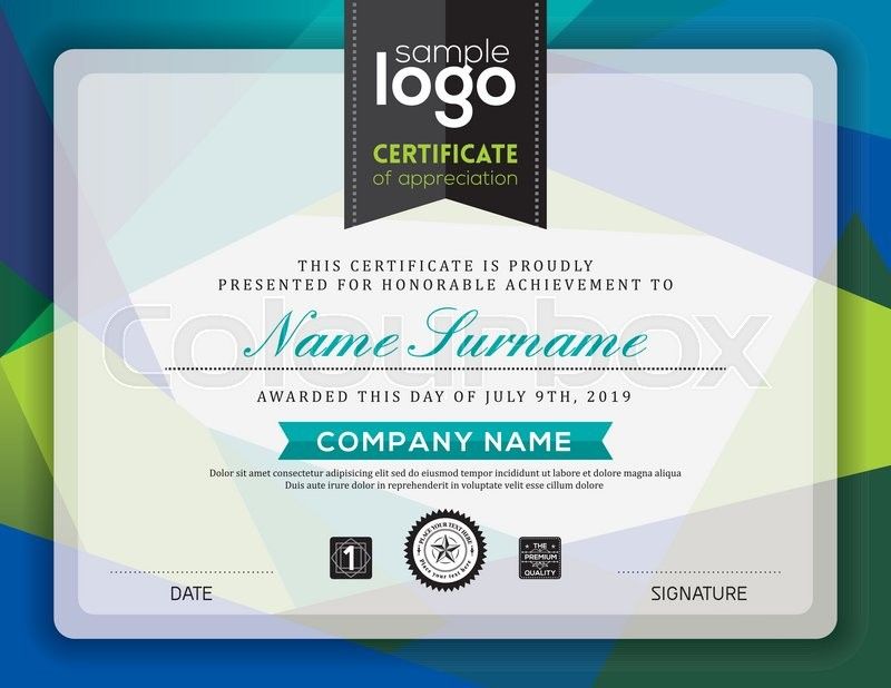 800x618 Stock Vector Of 'modern Certificate Blue And Green Triangle Shape