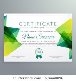 260x280 Modern Vector Certificate Template With Green Abstract Shapes