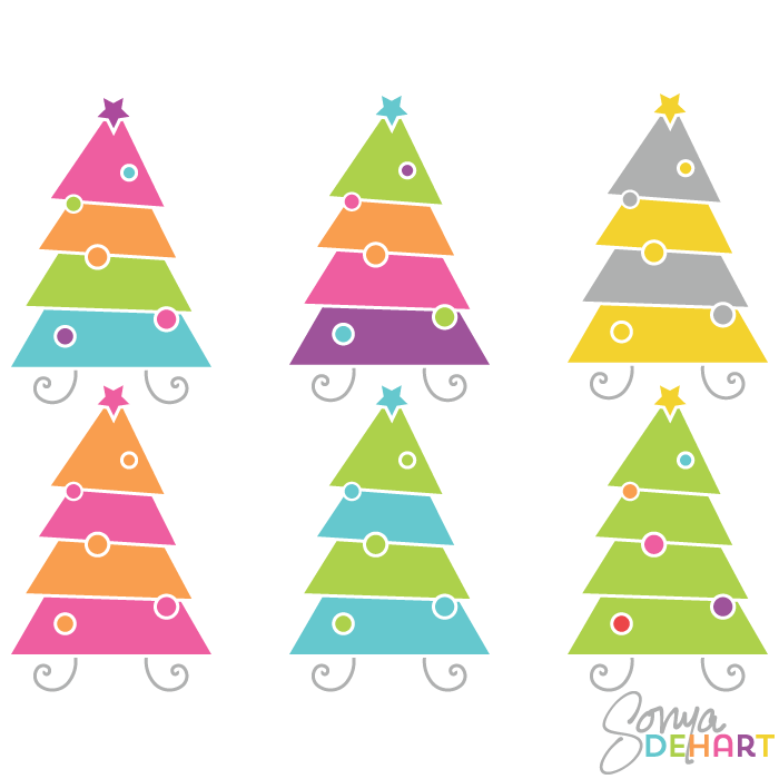 Vector Clip Art Modern Christmas Trees 700x700 Vector Clip Art Modern Christmas Trees