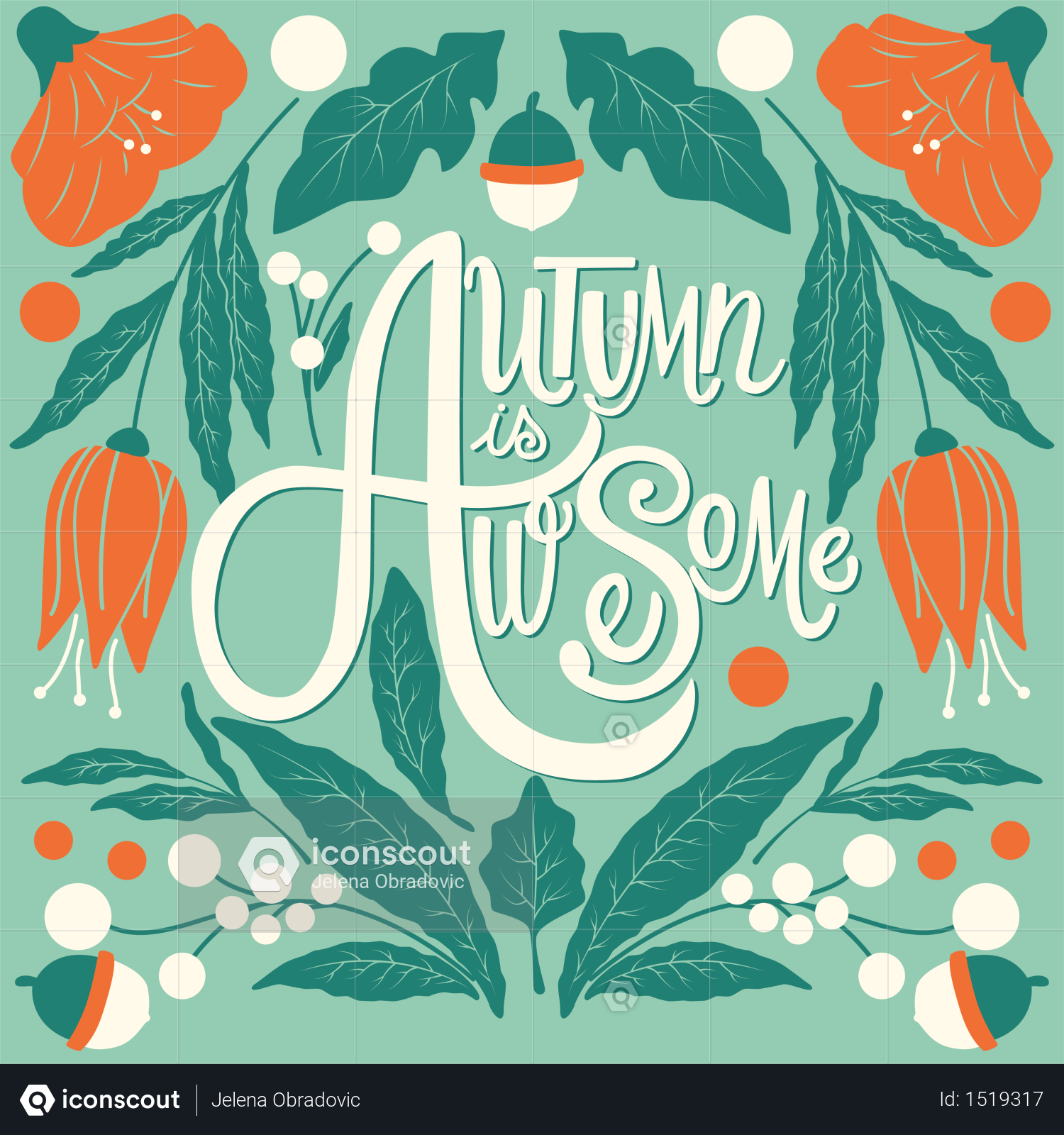 1500x1600 Premium Autumn Is Awesome, Hand Lettering Typography Modern