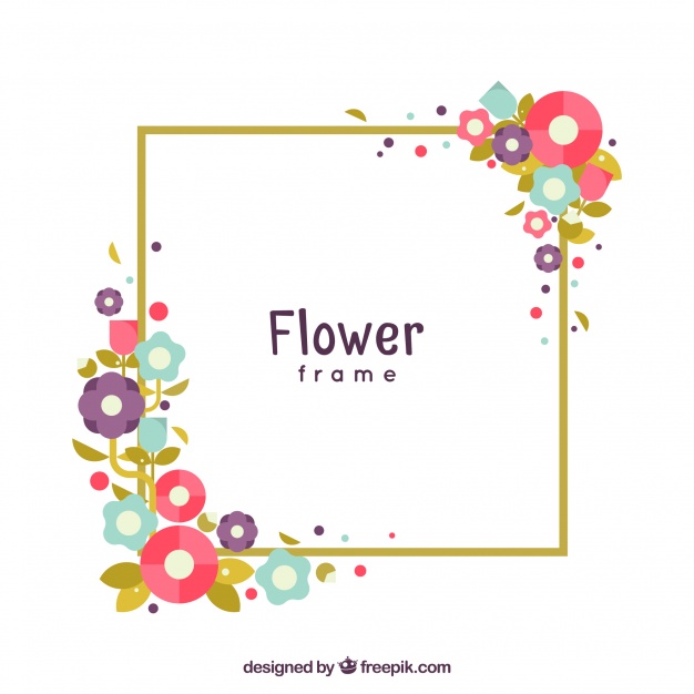 626x626 Modern Frame With Colorful Flat Flowers Vector Free Download