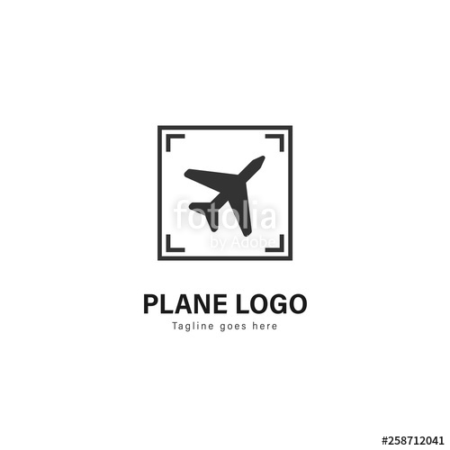 500x500 Plane Logo Template Design Plane Logo With Modern Frame Vector
