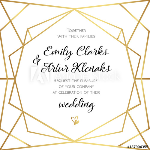 500x500 Wedding Invitation, Invite Card Design With Geometrical Art Lines