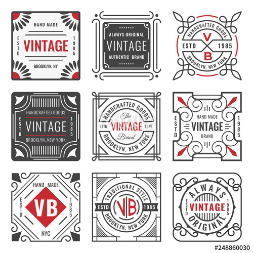 500x500 Set Of Nine Stylish Line Insignias Decorative Geometric Frames