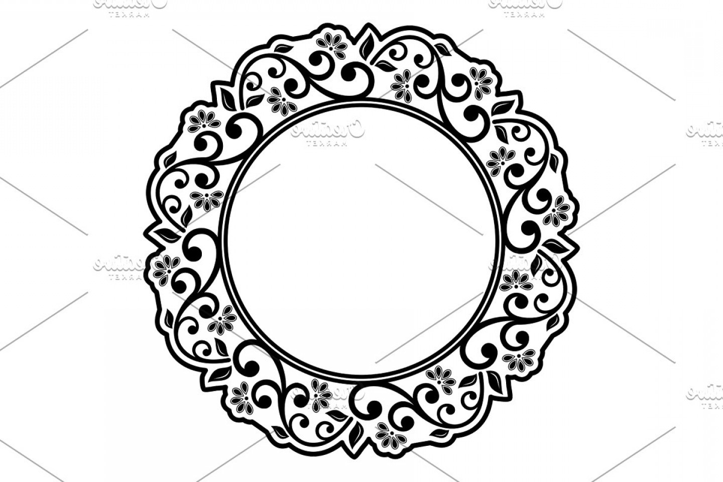 1440x960 Floral Modern Vector Round Frame Catchsplace
