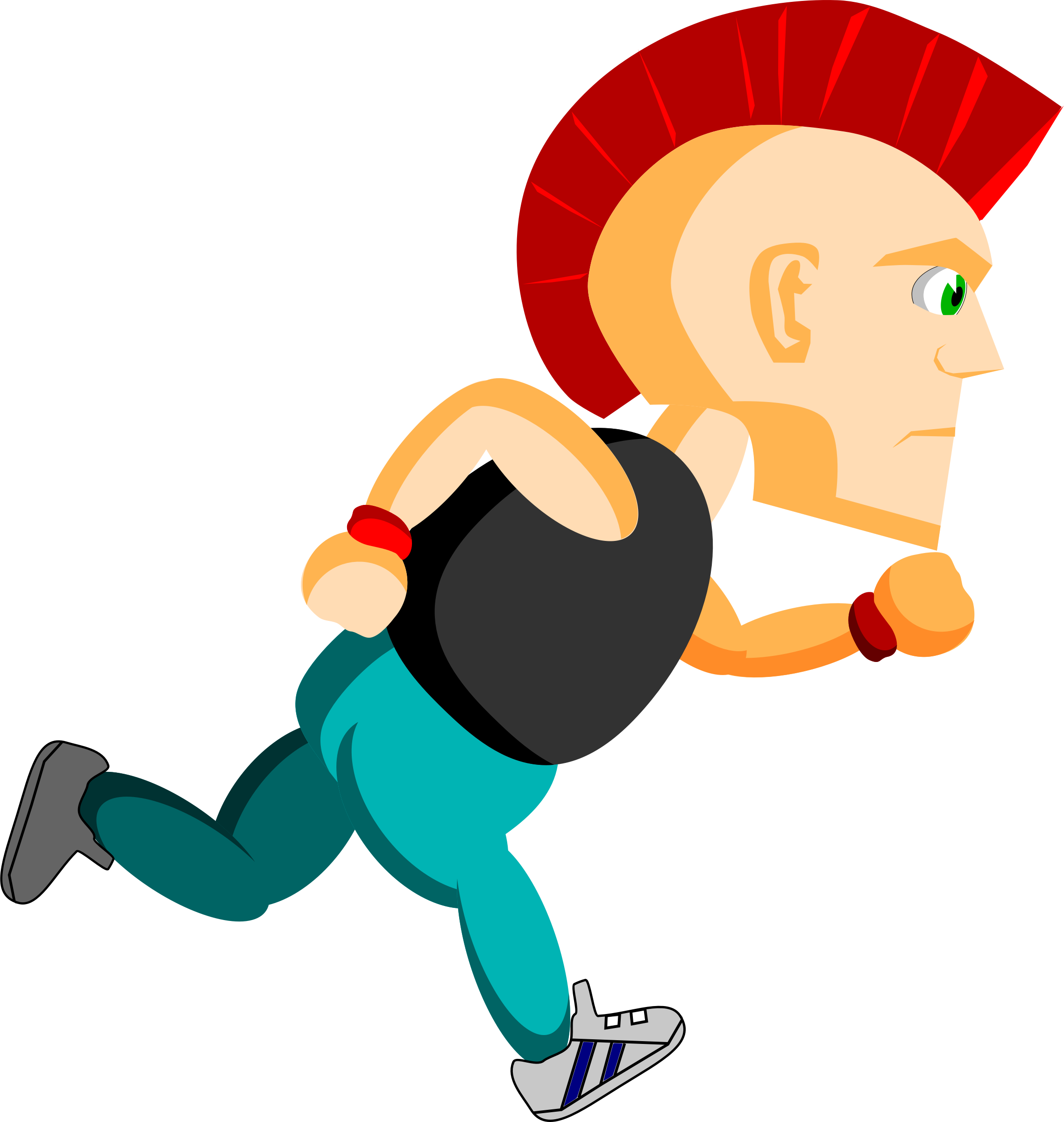 2278x2400 Punk With Mohawk Running Vector Clipart Image