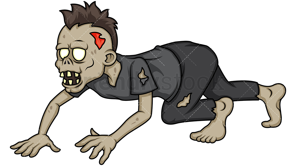 1200x675 Scary Zombie With Mohawk Crawling Cartoon Clipart Vector