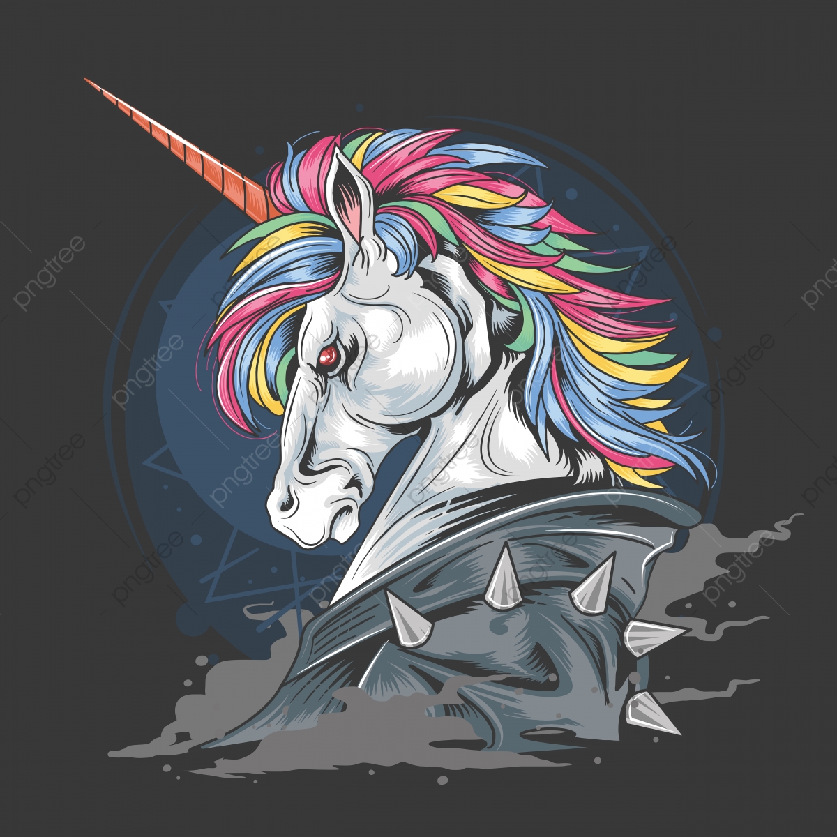 1200x1200 Unicorn Punk Jacket Full Colour Hair Mohawk Vector, Animal