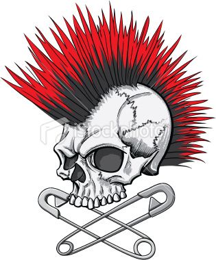 315x380 Illustration Of A Punk Rock Skull With Mohawk And Crossed Safety