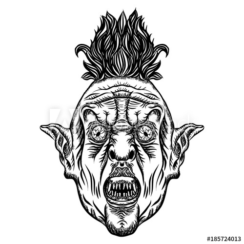 500x500 Devil Head Illustration Punk With Mohawk Vector