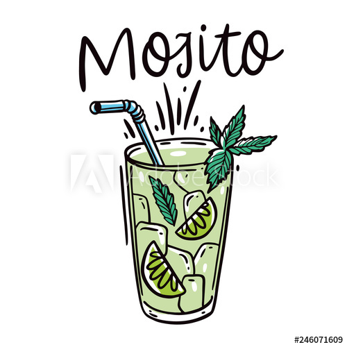 500x500 Classic Cocktail Mojito Hand Drawn Vector Illustration