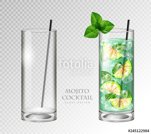 500x442 Realistic Cocktail Mojito Vector Illustration On Transparent