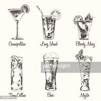 200x200 Set Cocktail Cosmopolitan Beer Mojito Vector Drawn Stock Vectors