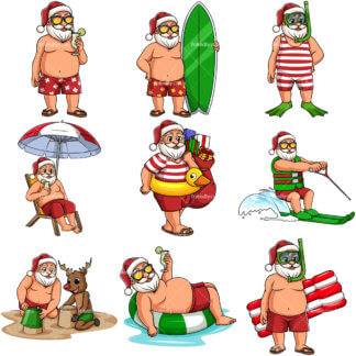 324x324 Summer Santa Claus Drinking Mojito Cartoon Clipart Vector