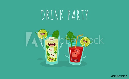500x309 Funny Cocktail Bloody Mary And Mojito Vector Illustration