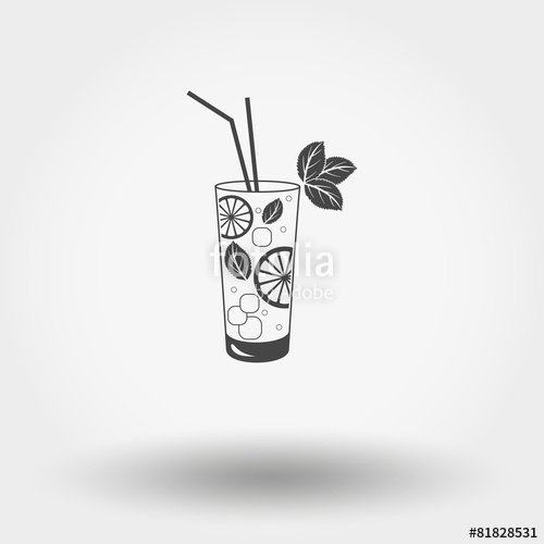 500x500 Grey Web Icon Mojito Vector Illustration Flat Design Style