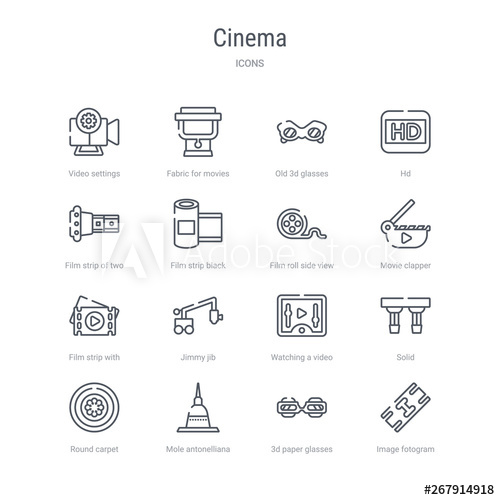 500x500 Set Of Cinema Concept Vector Line Icons Such As Image Fotogram