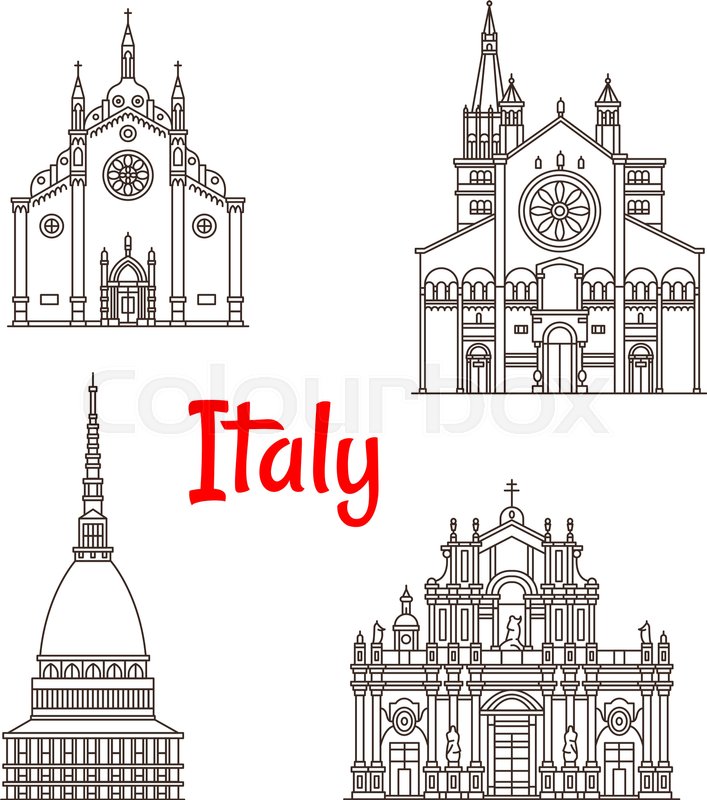 707x800 Italy Landmark Buildings And Italian Stock Vector Colourbox