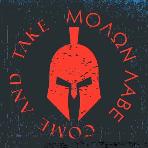 490x490 T Shirt Print Design Spartan Helmet With Slogan Molon Labe