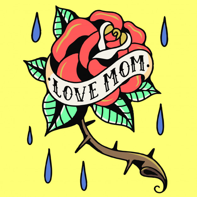 626x626 Love Mom Rose Old School Tattoo Vector Vector Premium Download