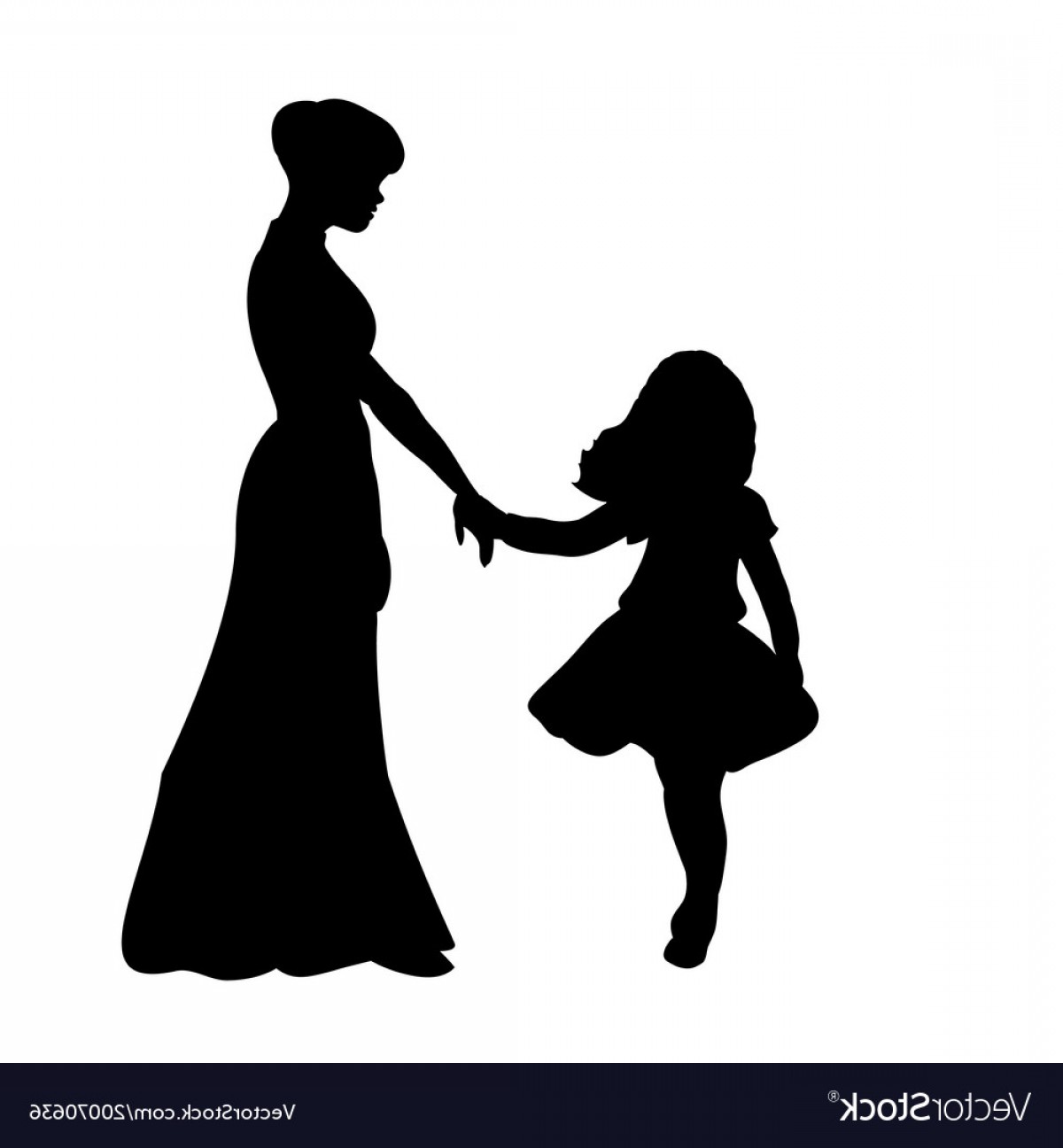 1200x1296 Silhouette Family Girl With Mom Vector Newwaysys. 