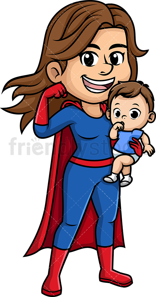 527x1000 Super Mom Cartoon Vector Clipart