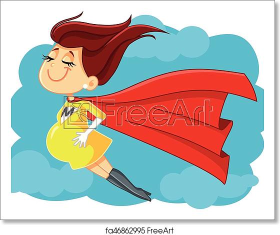 560x470 Free Art Print Of Super Mom Vector Cartoon Illustration Drawing