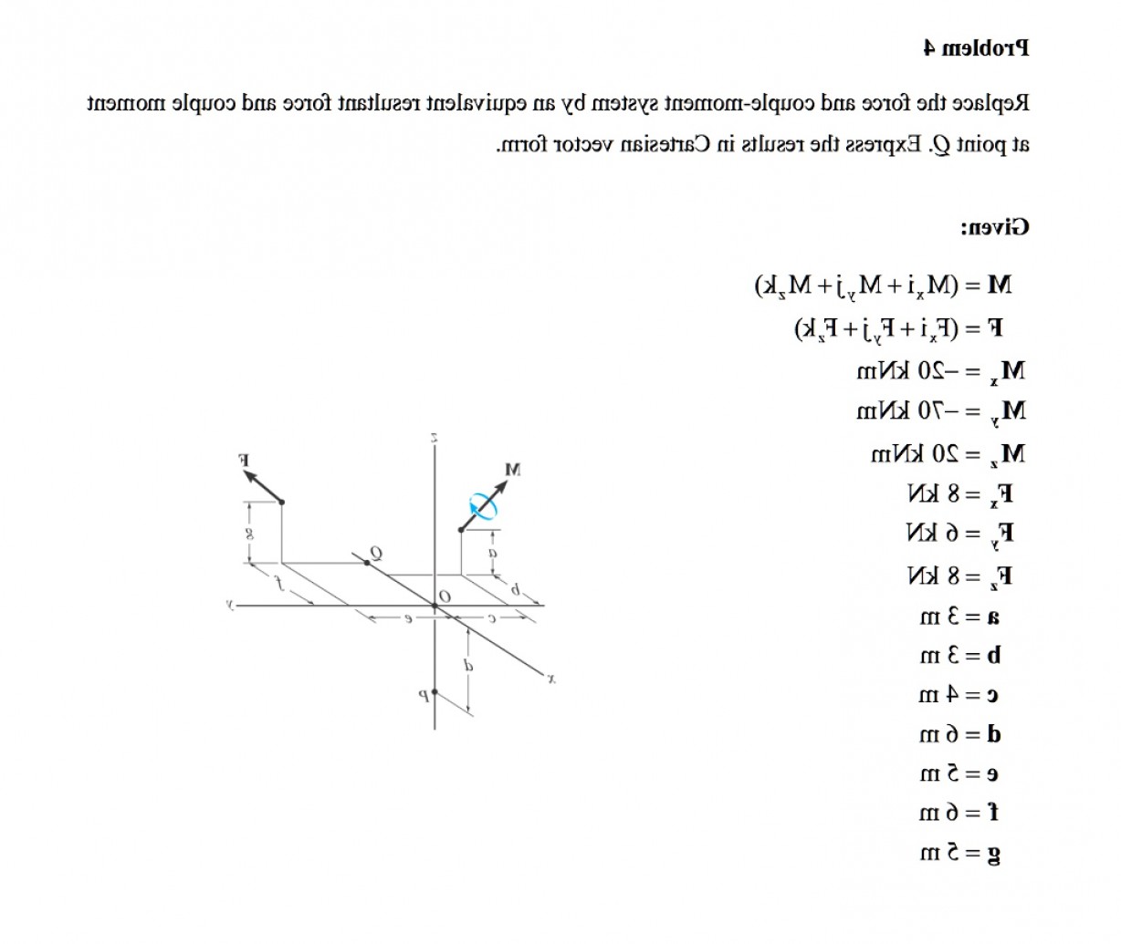 1228x1035 Problem Replace Force Couple Moment System Equivalent Resultant