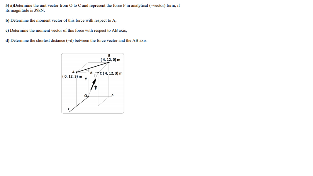 1024x576 Solved Adetermine The Unit Vector From O To C And Rep