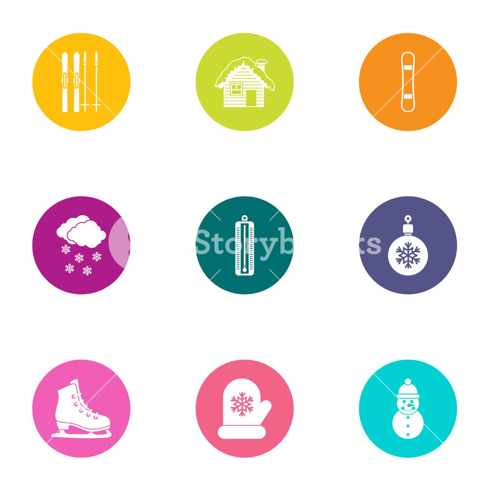 1000x1000 Winter Moment Icons Set Flat Set Of Winter Moment Vector Icons