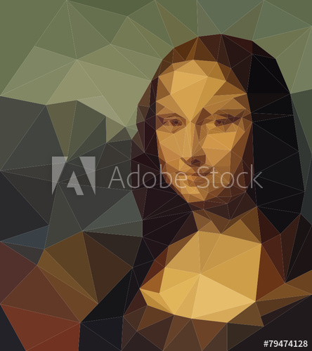 Polygonal Mona Lisa Portrait 444x500 Polygonal Mona Lisa Portrait