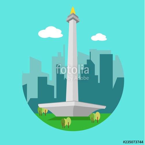 500x500 Monas Monument,landmark Of Jakarta City Indonesia Vector
