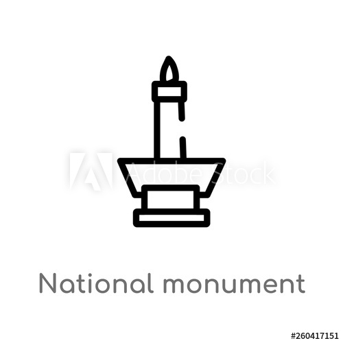 500x500 Outline National Monument Monas Vector Icon Isolated Black Simple