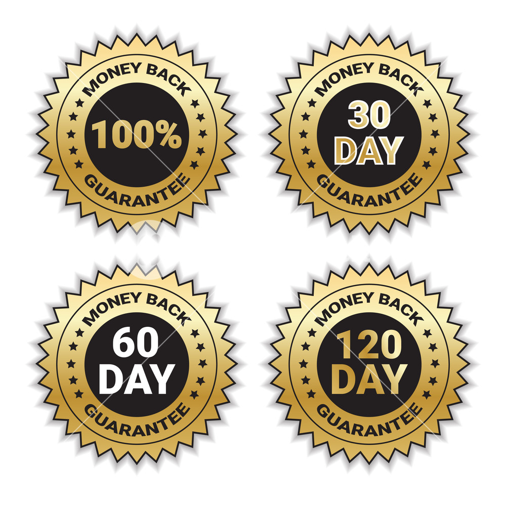 Golden Signs Set Money Back Guarantee Template Stickers Collection 1000x1000 Golden Signs Set Money Back Guarantee Template Stickers Collection