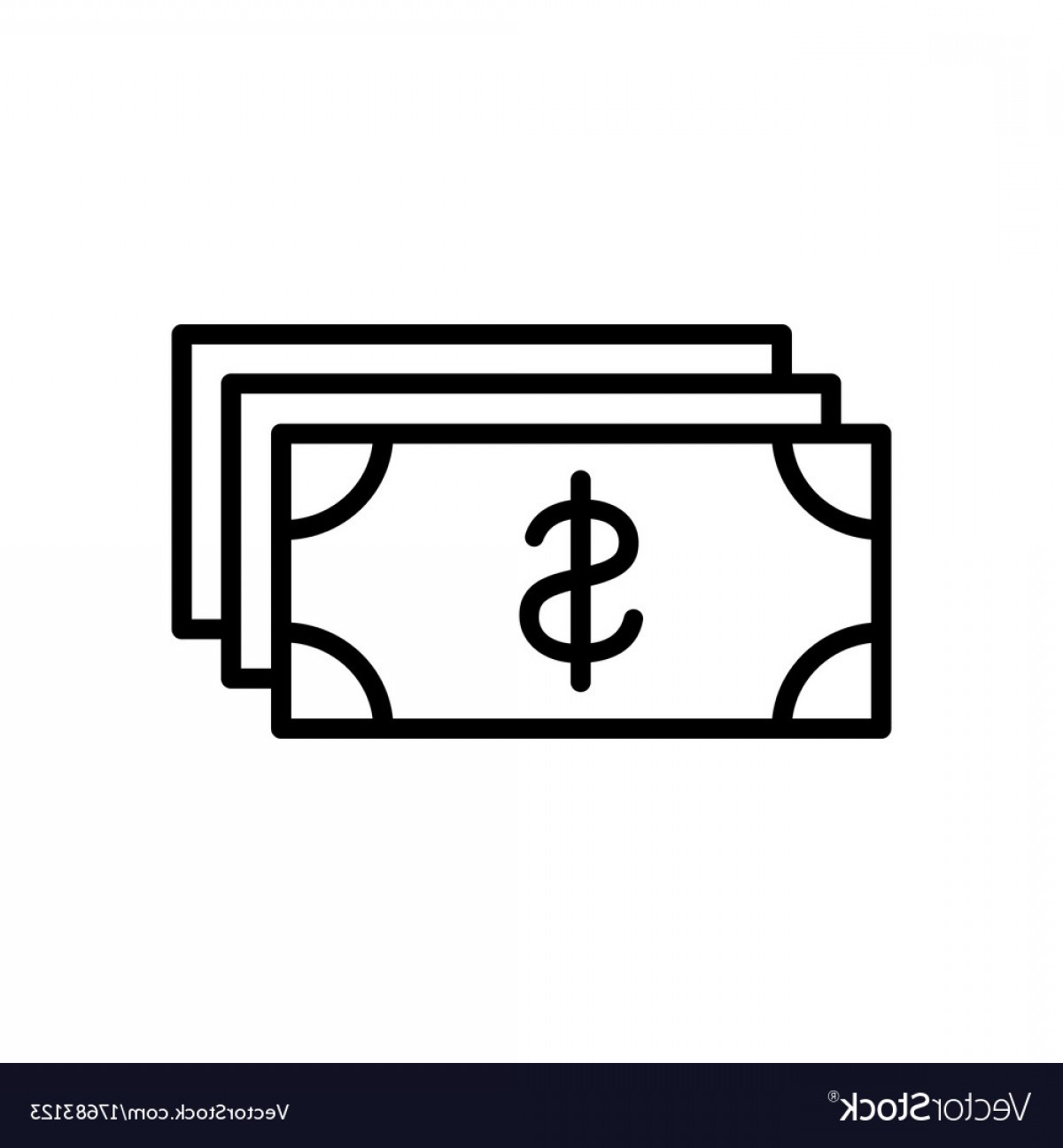 1200x1296 Line Cash Dollar Money Icon On White Background Vector Soidergi