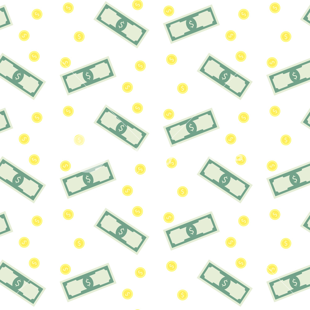 1000x1000 Money Banknote And Coins Seamless Pattern Dollar Currency