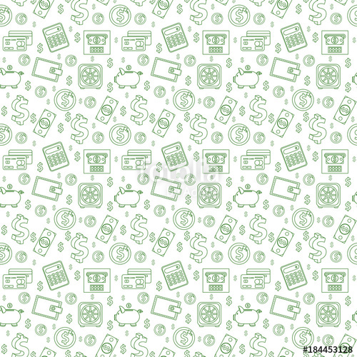 500x500 Money Seamless Pattern, Line Style Finances Endless Background