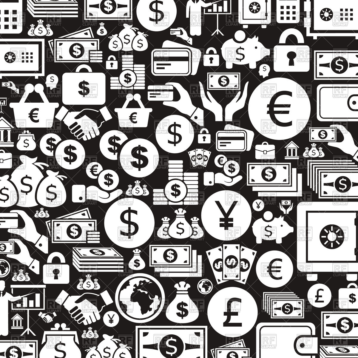 1200x1200 Background Made Of Money Icons Vector Image Of Backgrounds