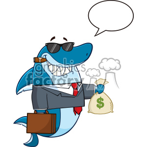 300x300 Smiling Business Shark Cartoon In Suit Carrying A Briefcase