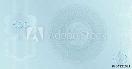 500x263 Silver Banknote Template With Guilloche Pattern Watermarks