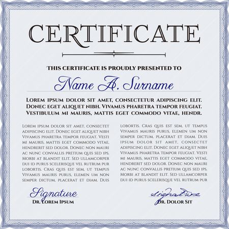 450x450 Blue Voucher, Gift Certificate, Coupon Template With Border, Frame