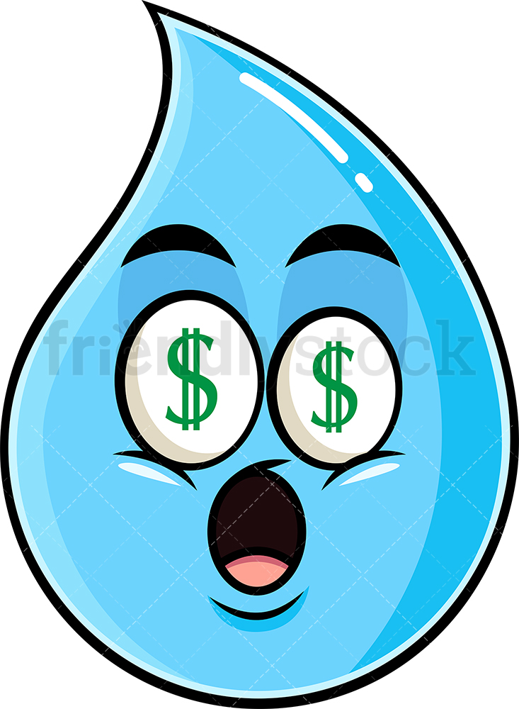 733x1000 Money Eyes Raindrop Emoji Cartoon Clipart Vector