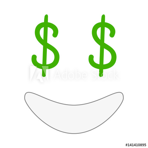 500x500 Smiling Emoticon With Dollar Eyes In Trendy Flat Style Money Eyes