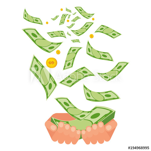 Hand Holding Money Coins And Banknotes Falling From The Sky 500x500 Hand Holding Money Coins And Banknotes Falling From The Sky