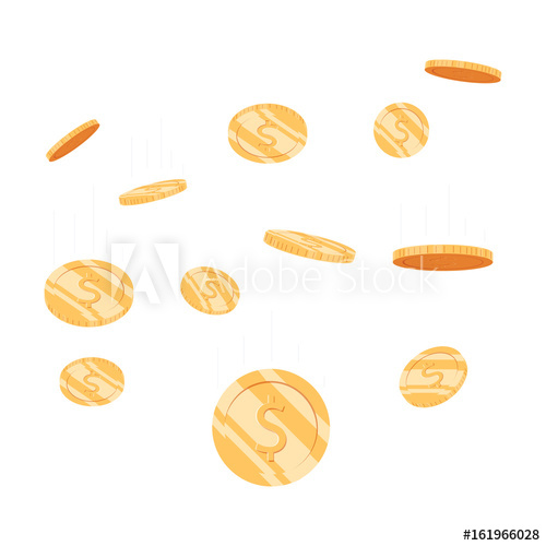 Coins Money Falling Vector Illustration, Flat Style Dropping Gold 500x500 Coins Money Falling Vector Illustration, Flat Style Dropping Gold