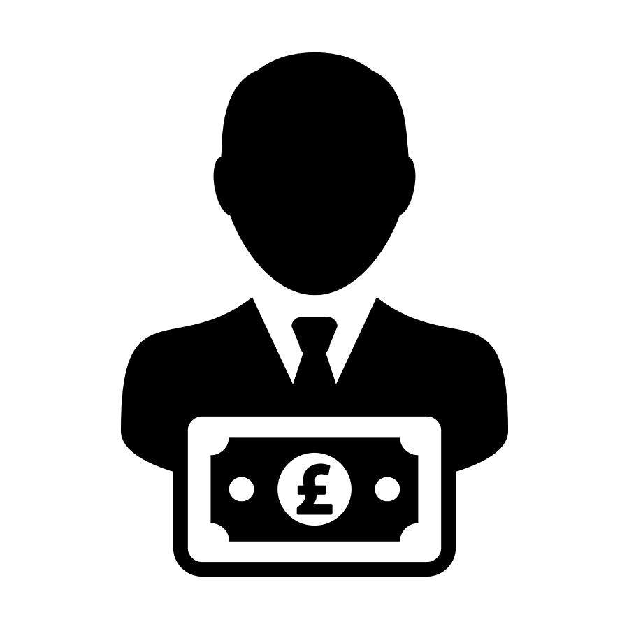 900x900 Money Icon Vector Male User Person Profile Avatar With Pound Sign