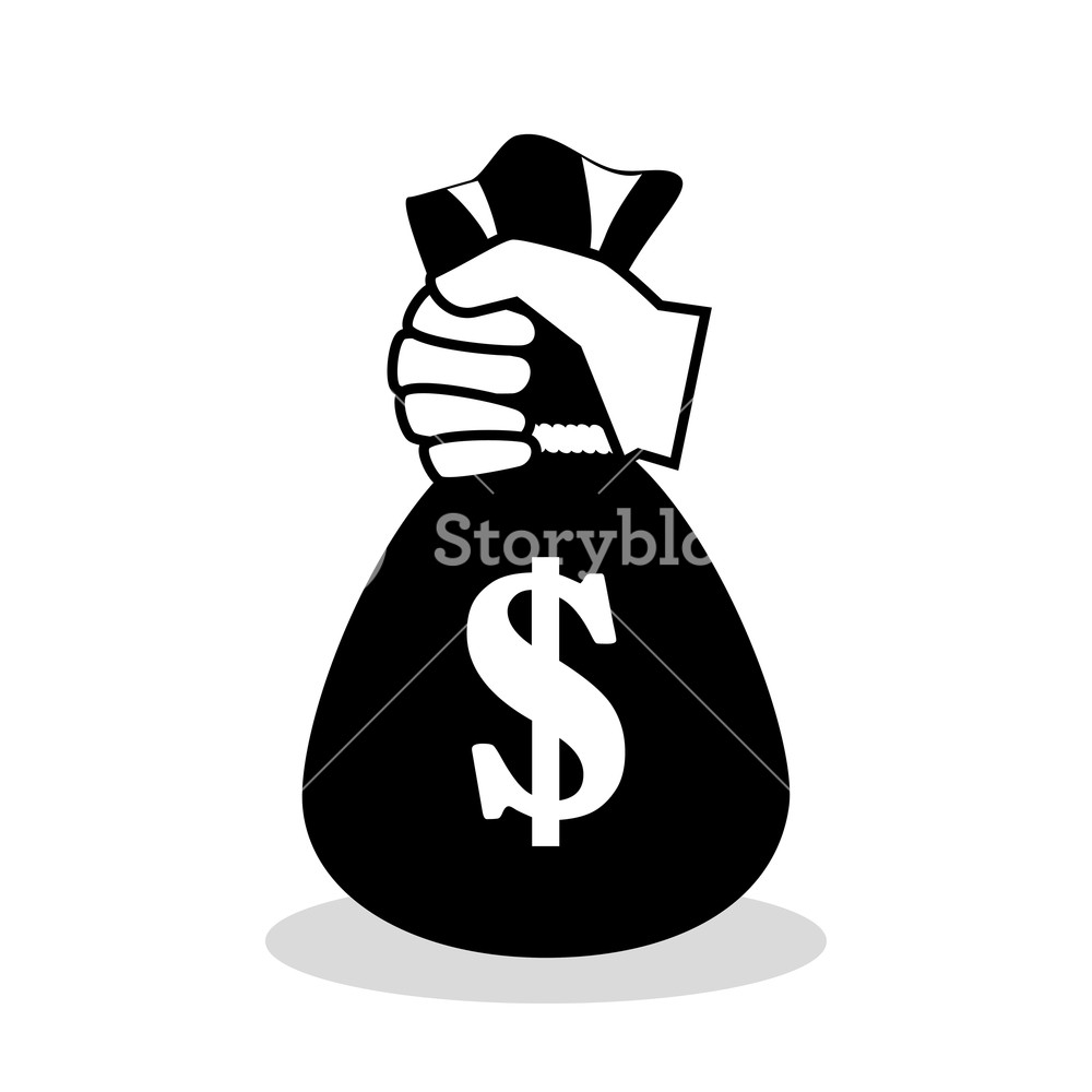 1000x1000 Silhouette Hand Holding Bag Money Icon Vector Illustration