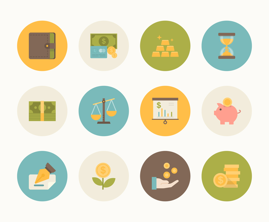 1136x936 Flat Money And Finance Icon Vector Set Vector Art Graphics
