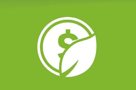 580x386 Vector Coin And Leaf Logo Combination Money And Eco Symbol